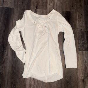 Victoria's Secret White Lace-Up yoga tunic